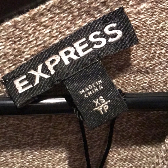 Express size Xs women’s sweater. V neck. Scoop neck in back. Heather brown. - Picture 2 of 3